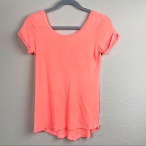 Splendid Neon Orange Tee Shirt Scoop Neck Top